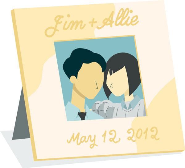 刻有 Jim 和 Allie 名称的男女肖像,落款日期为 2012 年 5 月 12 日
